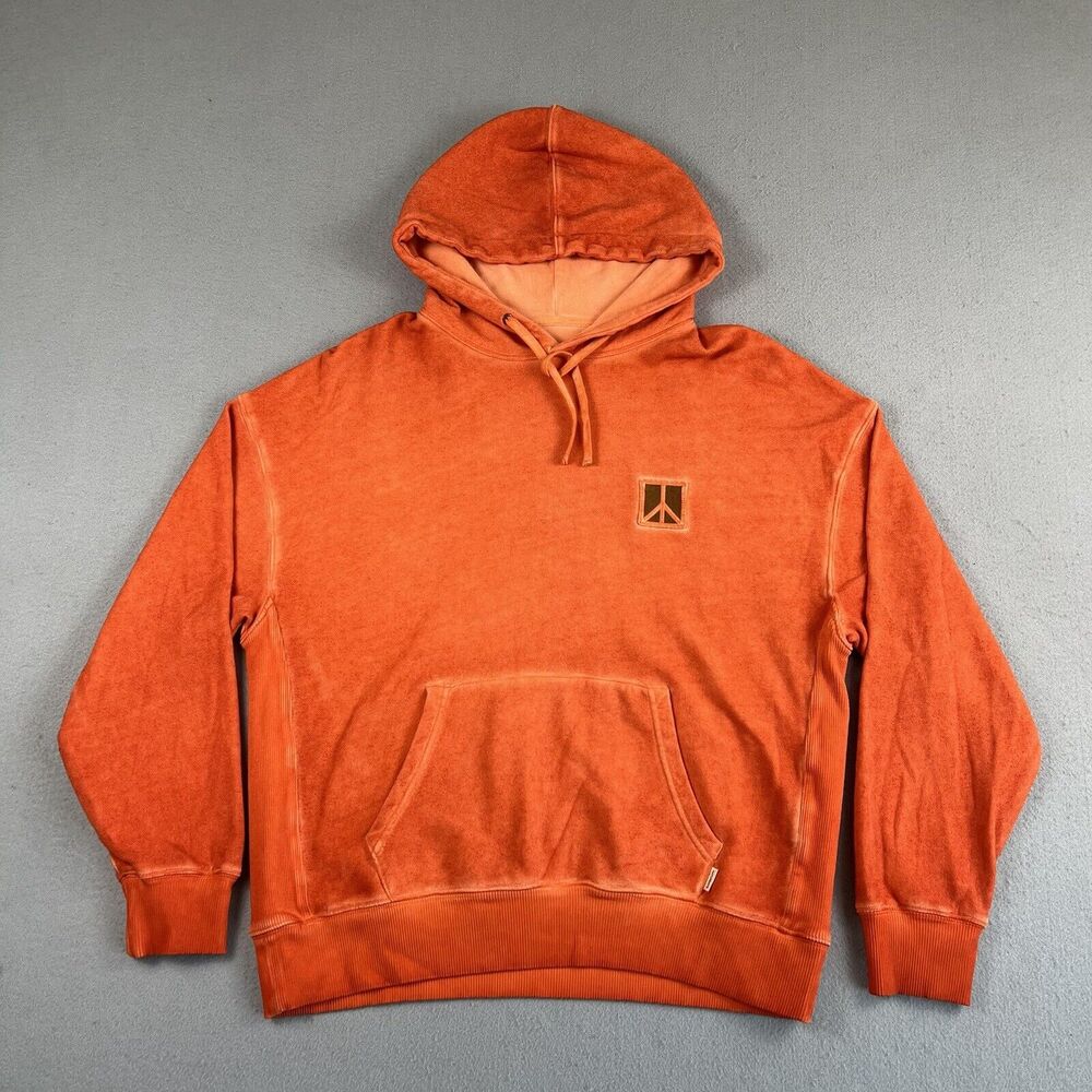 NWT Saturdays NYC Grande Peace Hyper Orange Long Sleeve Drawstring Hoodie S